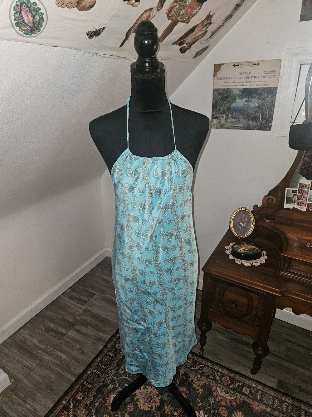 GAP Aqua Paisley Halter Slip Dress